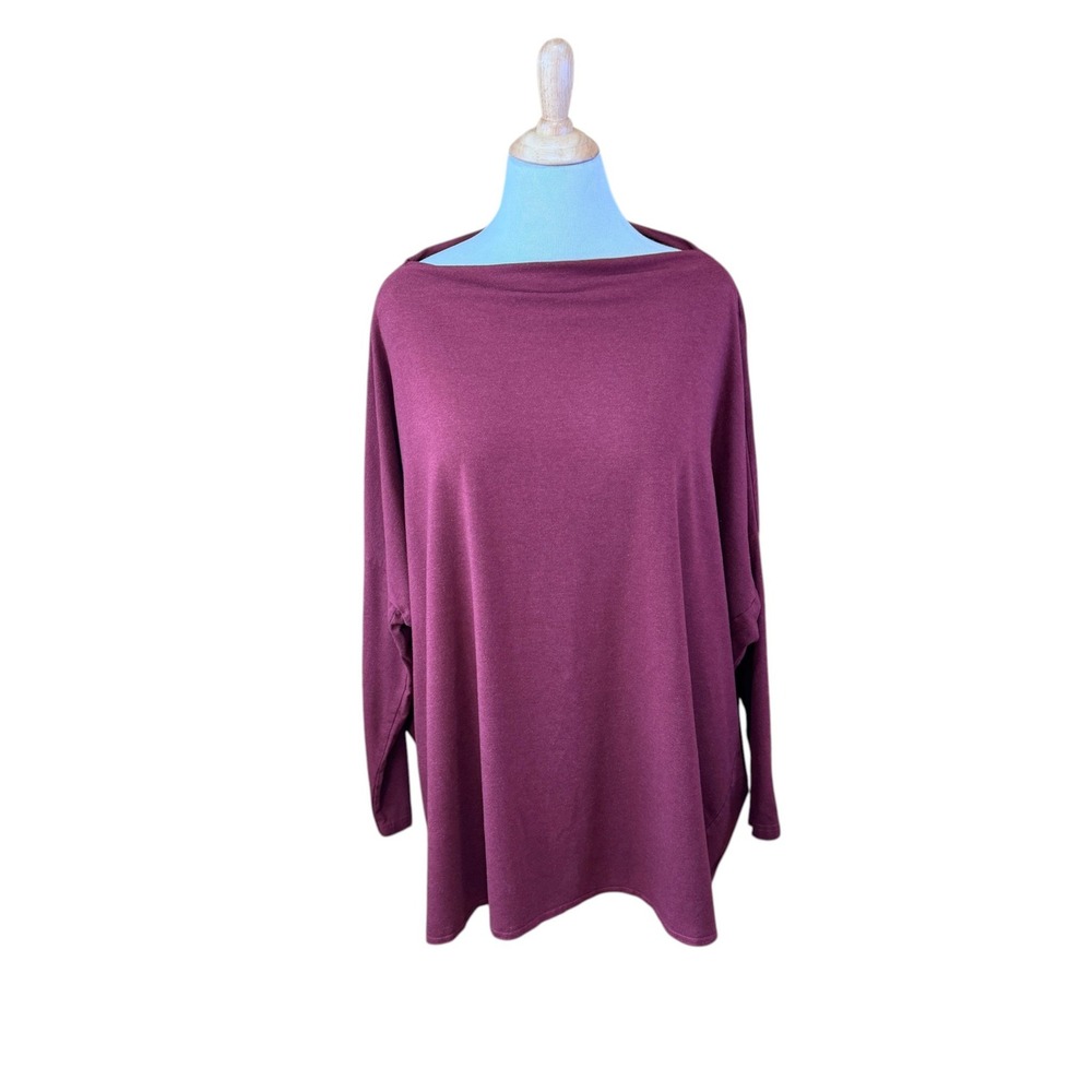 Bryn Walker XL Rusty Red Bamboo Organic Cotton Boatneck Lagenlook Tunic Top USA